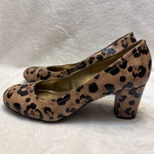 Anne Klein Heels Womens M Fenton Animal Print Casual Slip On Pumps Sz 8